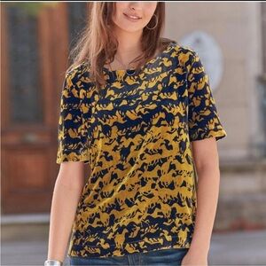 Sundance Medium Roaming Dreams Silk Blend Velvet Horse Print Top Equestrian READ